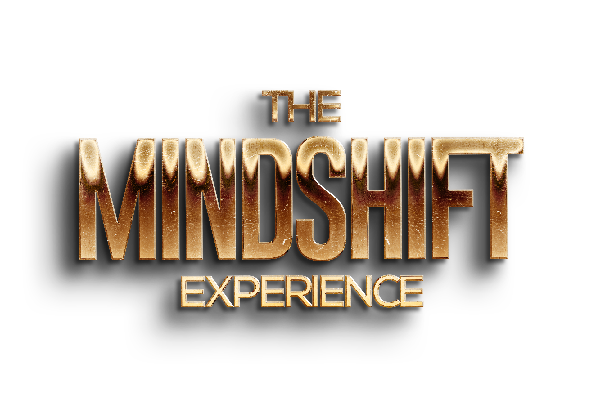 The Mind Shift Experience — gold metallic title over Twin Cities skyline